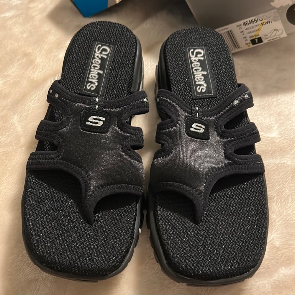Sketchers black sport sandals new in box.